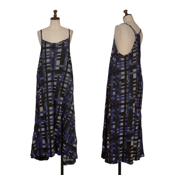 Y's Geometric Printed Cami Dress Black,Blue,Grey 2 K-170509_001