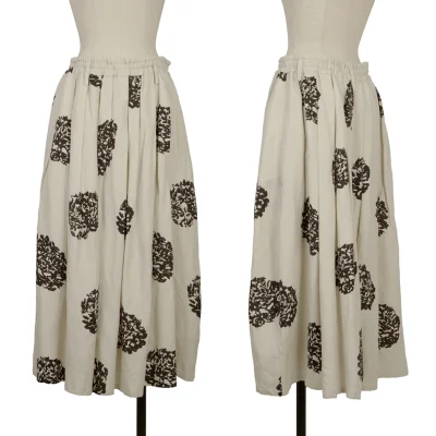 Y's for living Linen Blended Flower Printed Tuck Skirt