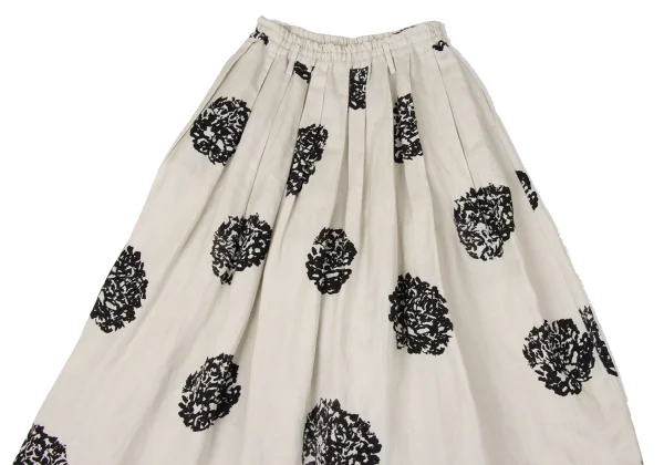 Y's for living Linen Blended Flower Printed Tuck Skirt K-170520_003