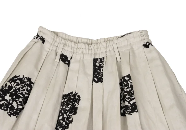 Y's for living Linen Blended Flower Printed Tuck Skirt K-170520_004