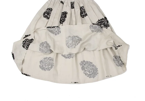 Y's for living Linen Blended Flower Printed Tuck Skirt K-170520_008