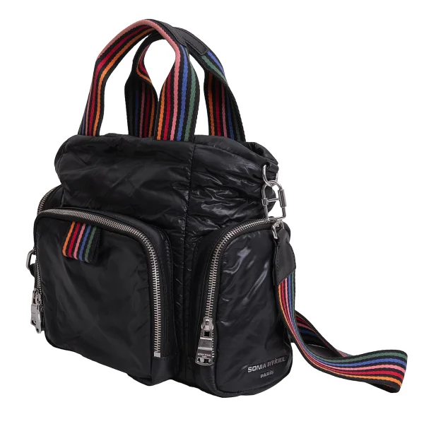SONIA RYKIEL Multi Stripe Nylon 2WAY Bag Black,Multi-Color  K-170533_001