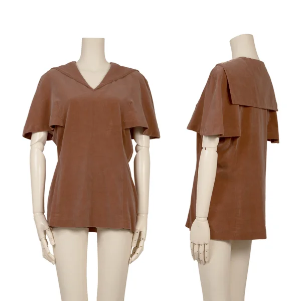 COMME des GARCONS Velvet Sailor Collar Blouse Mocha M K-170537_001