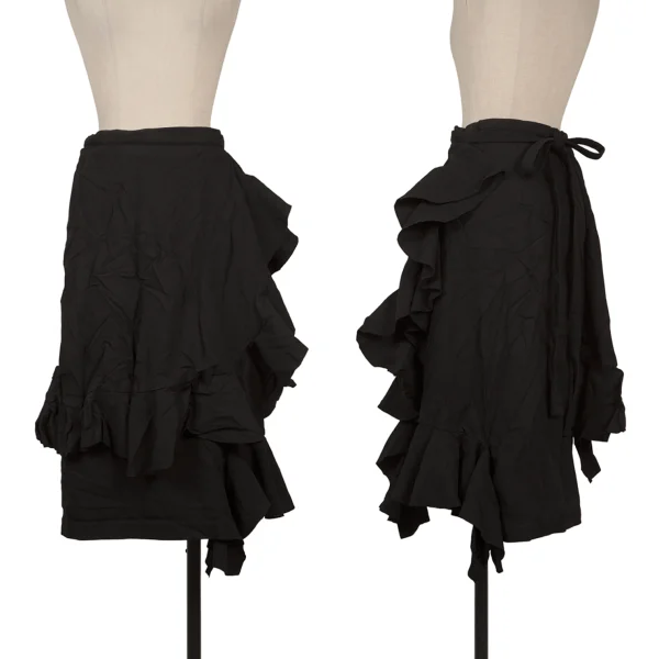 COMME des GARCONS Dyed Ruffled Poly Wrap Skirt Black S K-170538_001