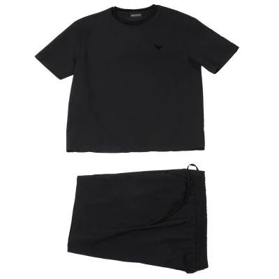 EMPORIO ARMANI Poly Eagle Patch Seersucker T Shirt & Shorts
