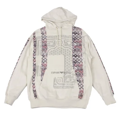EMPORIO ARMANI Cotton Mosaic Print Pullover Hoodie