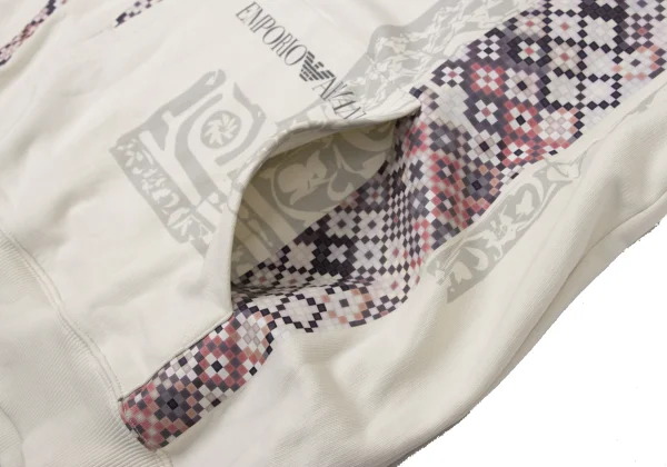 EMPORIO ARMANI Cotton Mosaic Print Pullover Hoodie K-170546_012