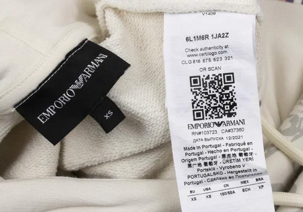 EMPORIO ARMANI Cotton Mosaic Print Pullover Hoodie K-170546_017