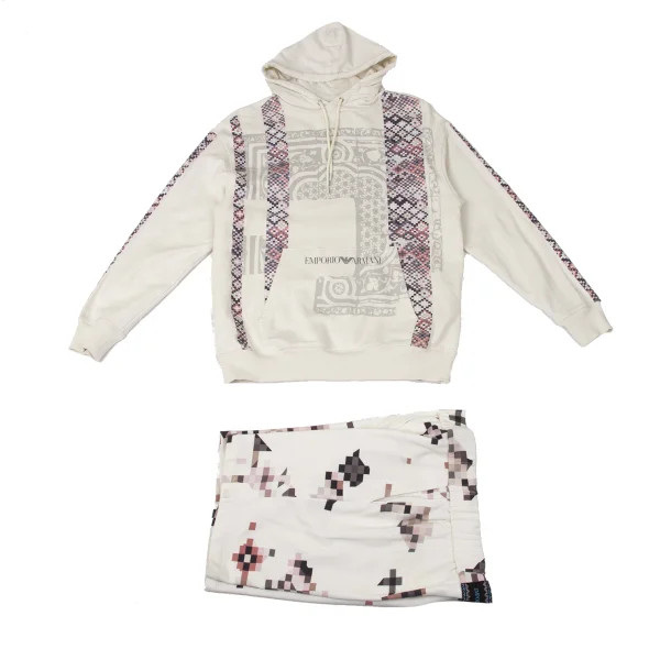 EMPORIO ARMANI Cotton Mosaic Print Pullover Hoodie K-170546_018