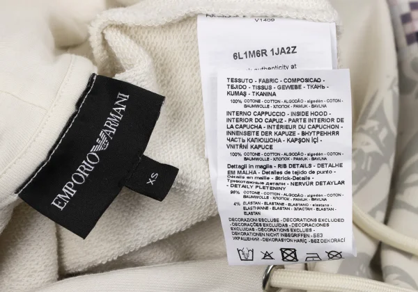 EMPORIO ARMANI Cotton Mosaic Print Pullover Hoodie K-170546_019