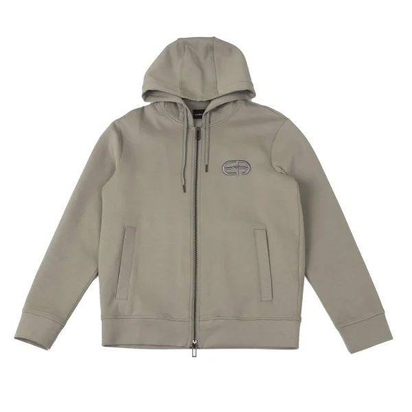 EMPORIO ARMANI Logo Embroidered Double-zip Hoodie Grey,Beige XS K-170549_001