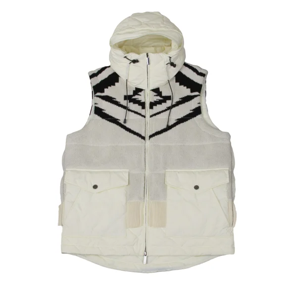 EMPORIO ARMANI Knit Paste Quilted Down Vest White,Black 44 K-170552_001
