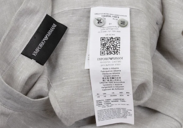 EMPORIO ARMANI Linen Band Collar Shirt K-170555_013