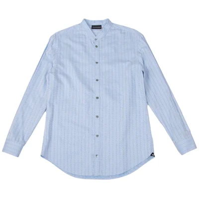 EMPORIO ARMANI Pattern Jacquard Cotton Band Collar Shirt