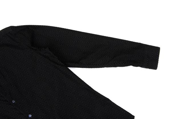 EMPORIO ARMANI Geometric Flocky Cotton Band Collar Shirt K-170557_004