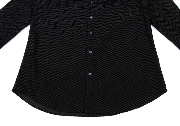 EMPORIO ARMANI Geometric Flocky Cotton Band Collar Shirt K-170557_006