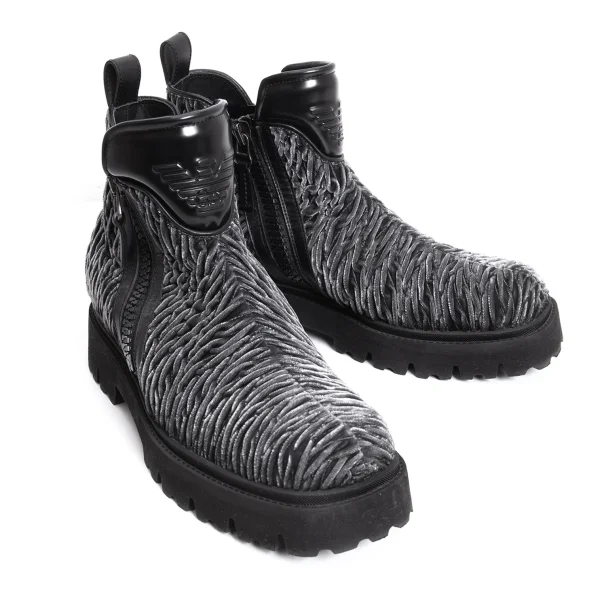 EMPORIO ARMANI 3D Velour Boots Grey 8 (US About10) K-170563_001