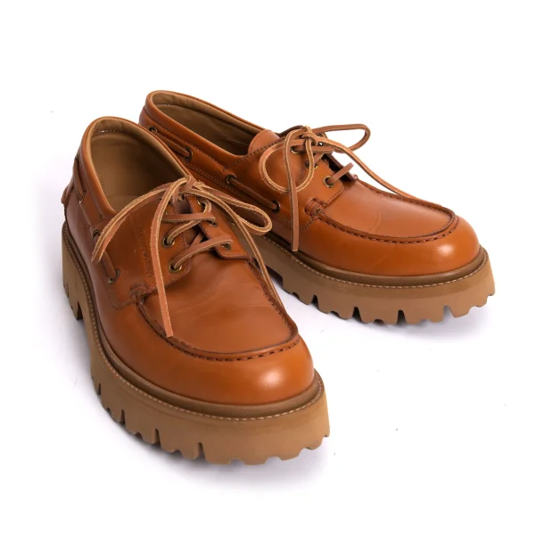 EMPORIO ARMANI Leather Moccasins Brown 7 (US About 8) K-170565_001