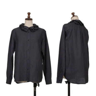 TOUJOURS Linen Blend Cutting Collar Blouse