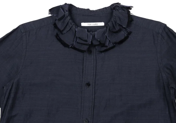 TOUJOURS Linen Blend Cutting Collar Blouse K-170579_003