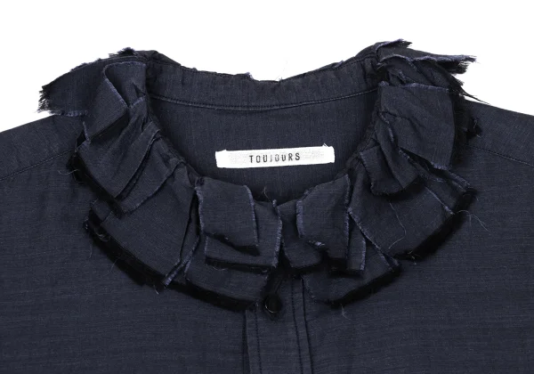 TOUJOURS Linen Blend Cutting Collar Blouse K-170579_004