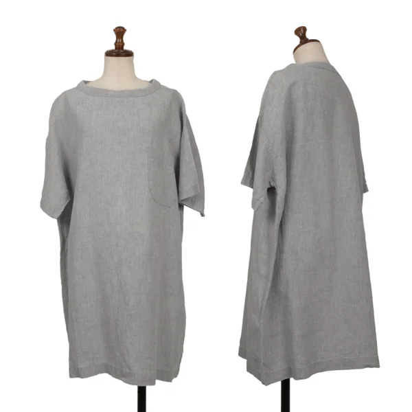 TOUJOURS Linen Tunic Dress Grey Free K-170580_001