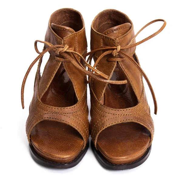 zucca Open Toe Leather Heel Sandal K-170590_002