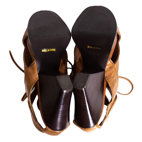 zucca Open Toe Leather Heel Sandal K-170590_012