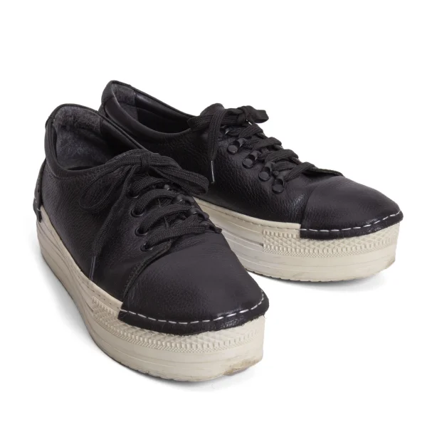 ズッカzucca プラットフォームレザーローカットスニーカー 黒L(24.5位