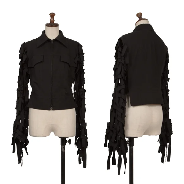 B Yohji Yamamoto Braided Sleeve Design Short Blouson Black 1 K-170593_001