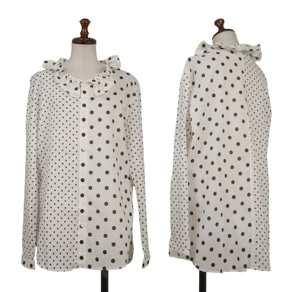 Y's Gather Polka Dot Switching Shirt White,Black 1 K-170594_001