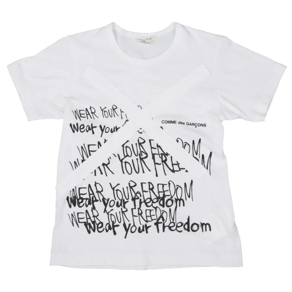 COMME des GARCONS Cross Patch Poem Print T-shirt White,Black S K-170596_001