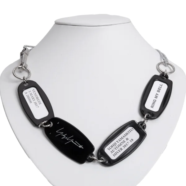 Yohji Yamamoto Tag Chain Necklace Black  K-170613_001