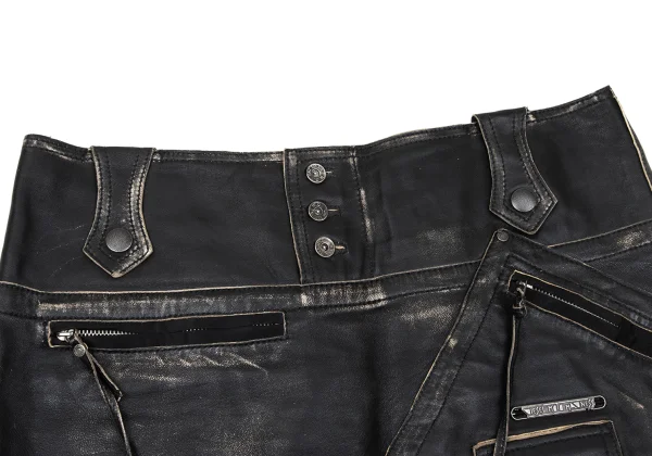 DIESEL Zip Pocket Design Leather Mini Skirt K-170615_003