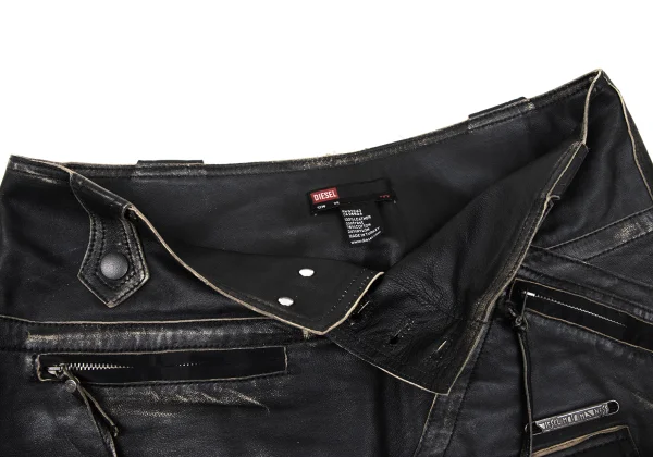 DIESEL Zip Pocket Design Leather Mini Skirt K-170615_006