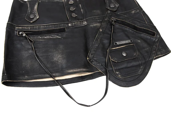 DIESEL Zip Pocket Design Leather Mini Skirt K-170615_007
