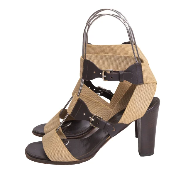 HERMES Canvas Strap Heel Sandals K-170617_004