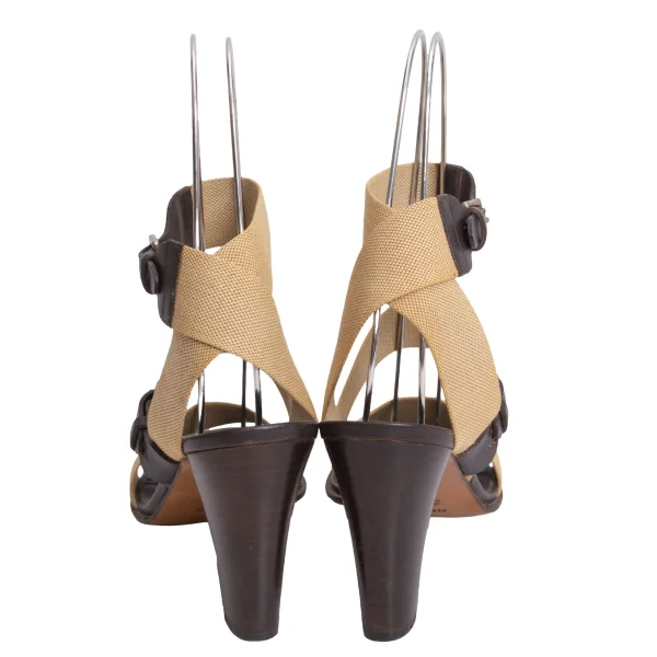 HERMES Canvas Strap Heel Sandals K-170617_005
