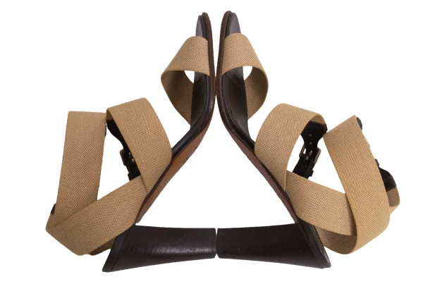 HERMES Canvas Strap Heel Sandals K-170617_010