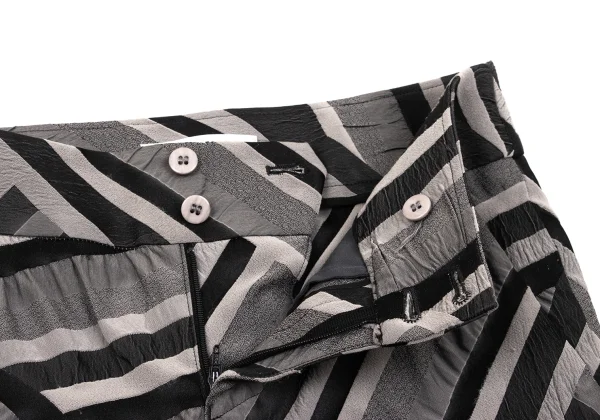 ISSEY MIYAKE Stretch Mixed-material Striped Pants K-170623_005