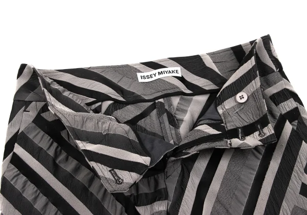 ISSEY MIYAKE Stretch Mixed-material Striped Pants K-170623_006