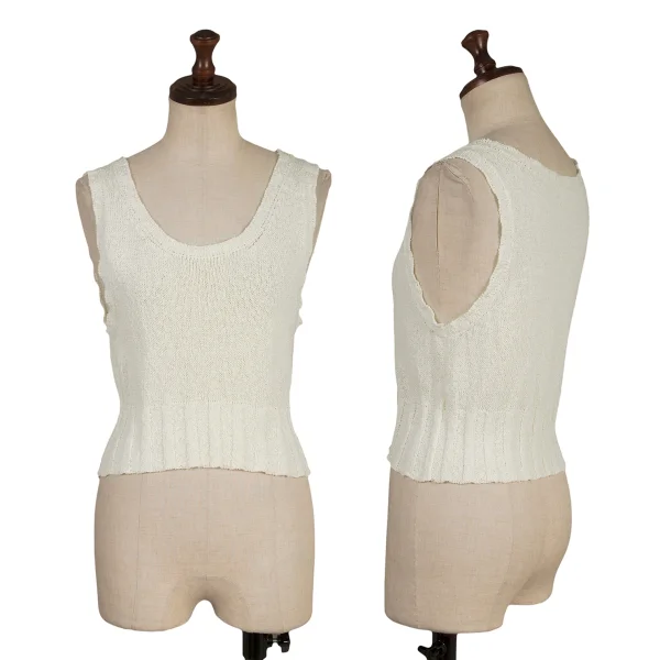 Y's Cotton Nylon Knit Tank Top White S-M K-170629_001