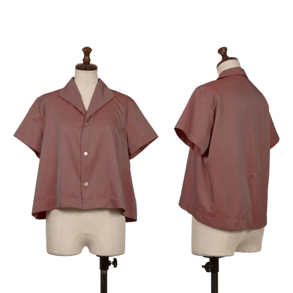 Y's Italian Collar Short Sleeve Shirt Bordeaux S-M K-170633_001