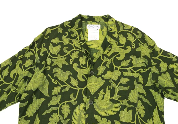 Yohji Yamamoto FEMME Rayon Botanical Print Open-collar Shirt K-170646_003