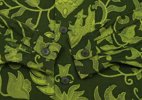 Yohji Yamamoto FEMME Rayon Botanical Print Open-collar Shirt K-170646_010