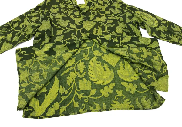 Yohji Yamamoto FEMME Rayon Botanical Print Open-collar Shirt K-170646_015
