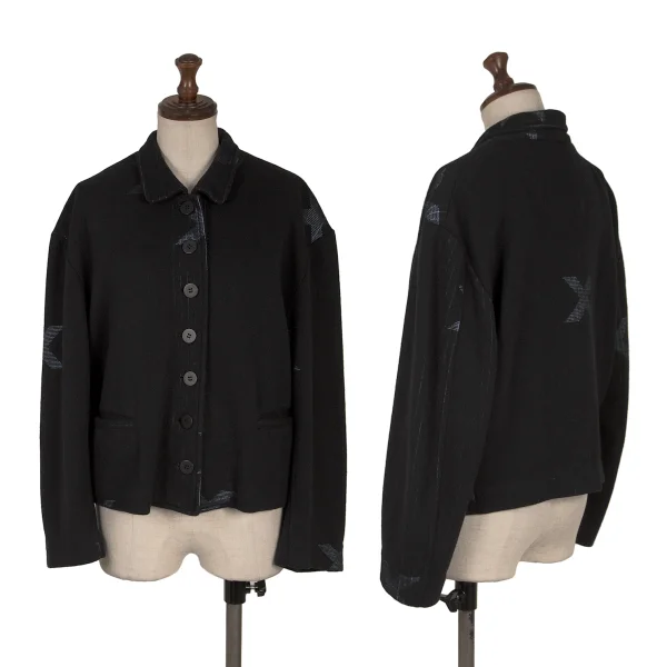 Yohji Yamamoto×THE GINZA STORY Cross Pinstripe Woven Design Jacket Navy S-M K-170647_001