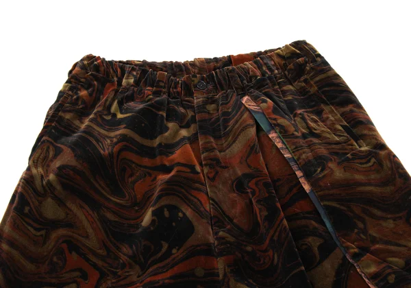 Yohji Yamamoto POUR HOMME Marble Graphic Print Velvet Wide Tapered Pants K-170650_002