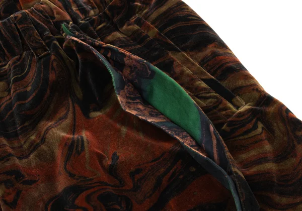 Yohji Yamamoto POUR HOMME Marble Graphic Print Velvet Wide Tapered Pants K-170650_004