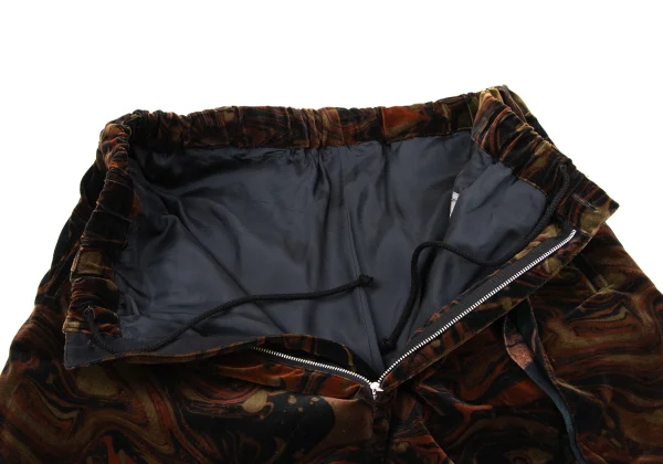 Yohji Yamamoto POUR HOMME Marble Graphic Print Velvet Wide Tapered Pants K-170650_005